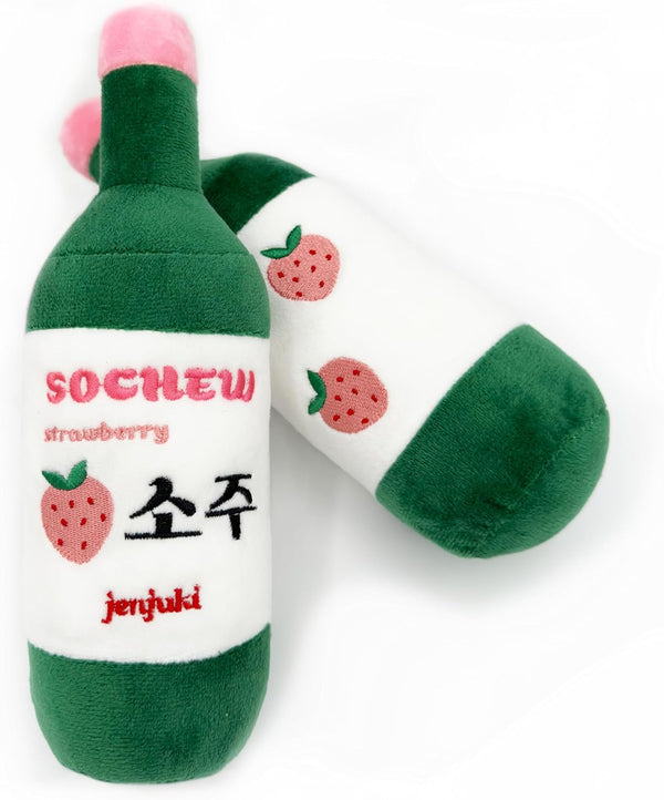 Sochew Soju Pet Toy with Squeaker, Strawberry Flavor