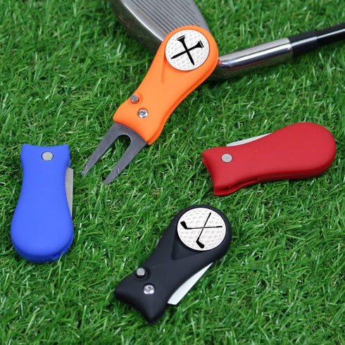 Myartte Golf Divot Repair Tool, Zinc Alloy Switchblade with Golf Ball Marker for Repairing Greens