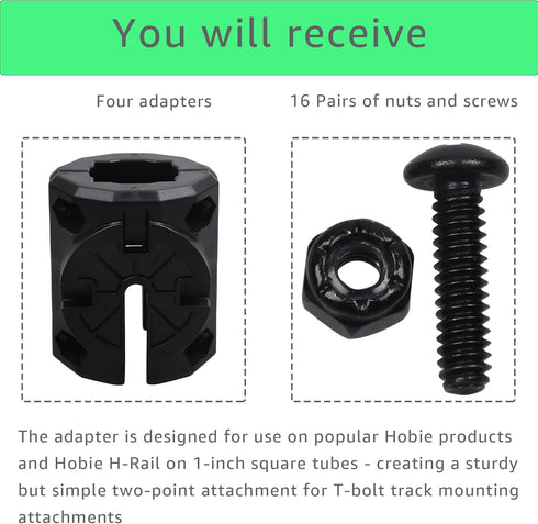 LaWana Kayak Rail Adapter, Black Kayak Rail Mount Compatible with Hobie H-Rail and MightyMount Duo Rails, Kayak Fishing