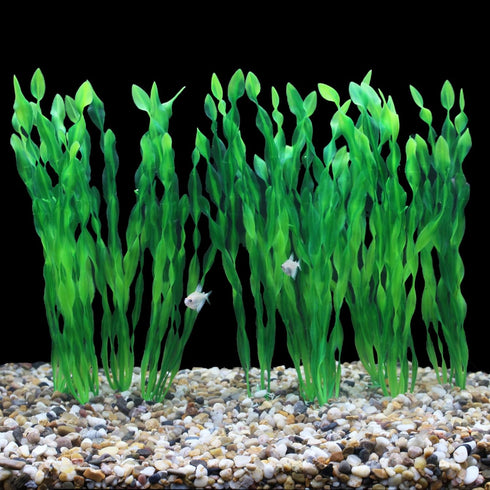 AQUANEAT Fish Tank Decorations, 12 Inch Tall Plastic Aquarium Plants, 10 Packs
