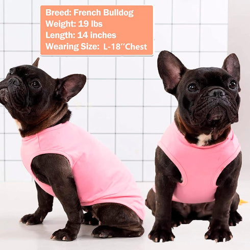 KYEESE Striped Dog Shirts 2-Pack, Soft Cotton Tank Top Clothes for Small Dogs, Lightweight Sleeveless, X-Large,