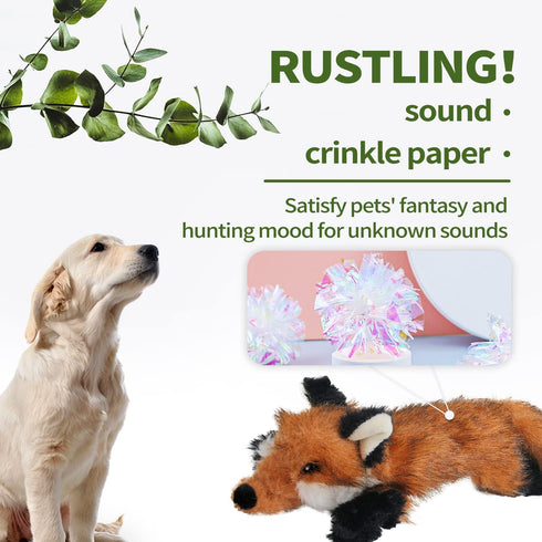 ALL FOR PAWS Dog Squeaky Fox Toy - Stuffed Animal Plush Chew Toy for Large Dogs