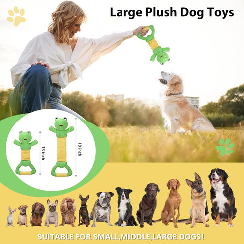 Dog Squeak Toys, Durable Plush Toy with Crinkle Paper, Interactive Chew Toys for Small, Medium, and Large Dogs