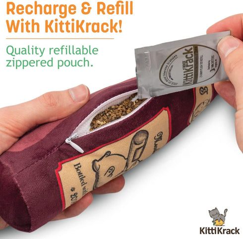 KittiLush 2-Pack Organic Silvervine Catnip Substitute Toys - 100% All-Natural Refillable Wine Bottle Kicker