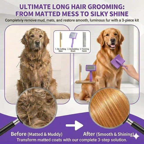 COZYGIFT 3 Slicker Brush for Dogs, Large Long Pin Dog Grooming Brush for Doodles Goldendoodles Poodles Labradoodle