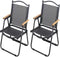2-Pack Portable Folding Fishing Chair with Thickened Steel Frame, Solid Wood Armrests