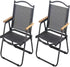 2-Pack Portable Folding Fishing Chair with Thickened Steel Frame, Solid Wood Armrests