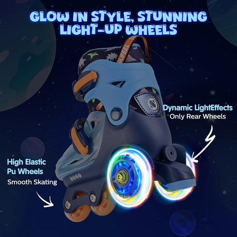 SULIFEEL Adjustable Roller Skates for Girls Boys Kids,Fun Illuminating Light Up Flash Wheels Three-Point Type Balance