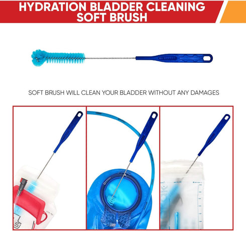 Reservoir Hydration Bladder Cleaning Kit - 6-In-1 Cleaning Kit with Brushes, Cleansing Tablets & Carry Pouch