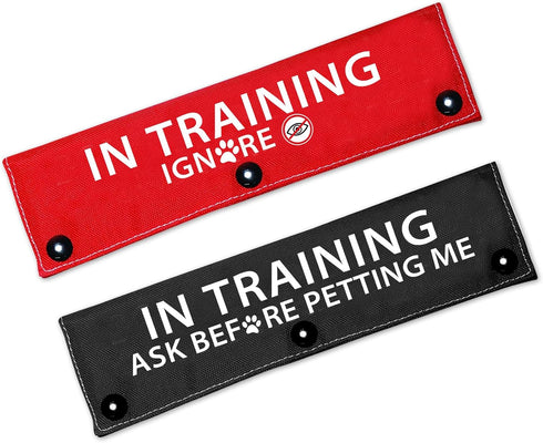 Humorous Dog Leash Sleeve in Training Ignore - Fun Dog Leash Wrap with Alert Design, Includes Red and Black 2 Sleeves