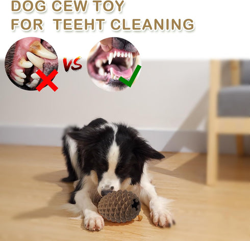 Pine Cone Dog Chew Toys for Medium Large Dogs: Nearly Indestructible Interactive Treat Dispensing Dog Toy, Long Lasting