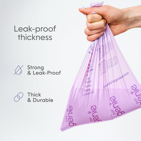 65% 8 (120 Count) Pet Genie, Dog Poop Bags Rolls Scented, Extra Strong & Leak-Proof for Dogs, Lavender Scented, Easy