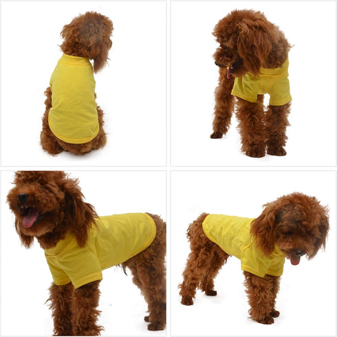 Lovelonglong Pet Clothing Dog Costumes Basic Blank T-Shirt Tee Shirts for Small Dogs (Yellow, S)