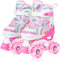 Nattork Girls Roller Skates for Kids, 4 Size Adjustable Rainbow Quad Skates