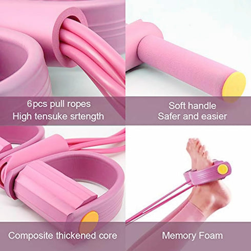 Multi-Function Tension Rope Band & Pedal Puller Resistance Band, 6-Tube Elastic Yoga Pedal Puller Resistance Band, for Abdomen/Waist/Arm/Leg Stretching Slimming Training by VKSG