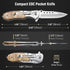 Folding Pocket Knife - 3.46" Sharp Blade Olive Wood Handle Pocket Knives with Clip, Glass Breaker - EDC Knife for Dad Women Tactical Hunting Survival Camping Fishing Hiking Gift - Sliver by KEXMO