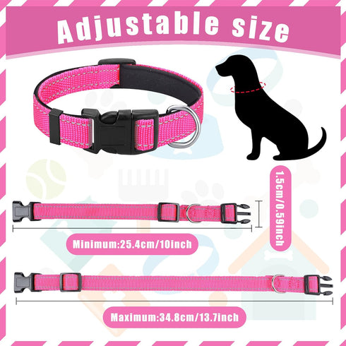 Sanwuta 12 Pcs Reflective Puppy Dog Collars Bulk for Litter Small Medium Boys Dogs Adjustable Safety Nylon Collars with Locking Buckle Soft Padded Breathable Puppy Collar for Dogs Cats Pets(Small)