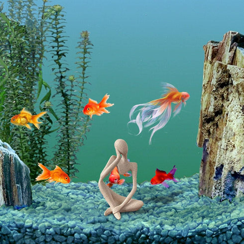 Sandstone Thinker Statue, Fish Tank Decorations, Abstract Aquarium Ornament for Home Office