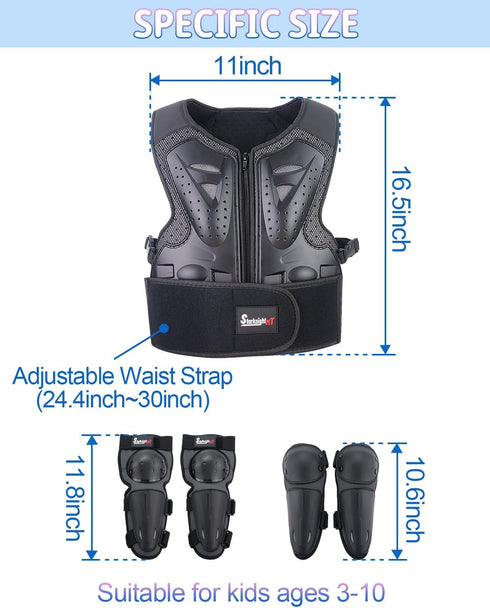StarknightMT Kids Motorcycle Armor Suit - Youth Riding Protective Gear Chest Protector for Dirt Bike, Black