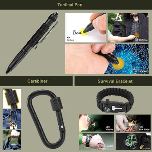 XUANLAN Emergency Survival Kit with Survival Gear Tool, Bracelet, Fire Starter, Whistle, and More