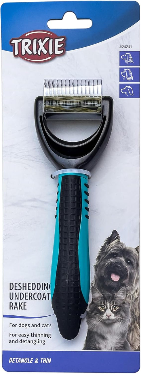 TRIXIE Pet Deshedding Undercoat Rake - For Cats and Dogs, Detangle and Thin 2" x 7" (5x18cm)