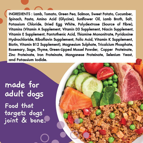 MOOCHIE Home Cooked Superfood Natural Wet Dog Food Recipe - Joint & Bone - Lamb, Sweet Potato & Spinach - 9 oz x 6