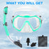 Snorkeling Gear for Adults - Anti-Fog Tempered Glass Lens Snorkel Set with Mesh Bag, Ear Plug for Scuba Diving