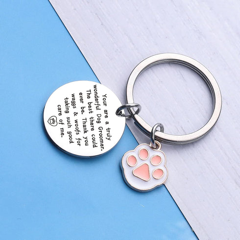 Dog Groomer Thank You Keychain - Dog Groomer Birthday Keychain for Women