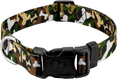 Country Brook Petz Deluxe Woodland Bone Camo Dog Collar, Made in The U.S.A., 1 Inch, Medium