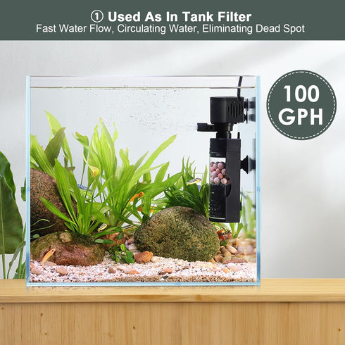 10-40 7W 100 hygger Quiet Electric Aquarium Sponge Filter Gallon Fish Tank Filter with Bio Balls Airtubing, Submersible