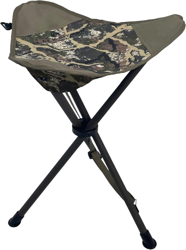 Black Sierra Folding Hunting Stool w/Shoulder Strap Supports 225 lbs, Lightweight Collapsible