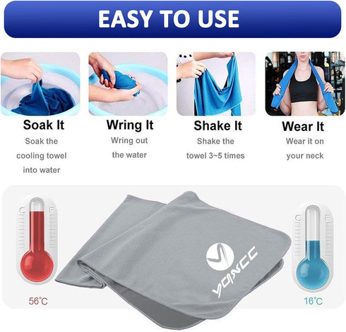 2 Pack 47"x12" YQXCC Cooling Towel | | Ice Cool for Neck | Soft Breathable Microfiber Chilly | for Yoga, Golf, Gym
