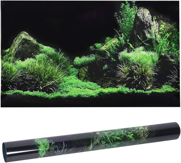 GLOGLOW Aquarium Background Sticker - PVC Adhesive Landscape Image Fish Background Poster Sticker