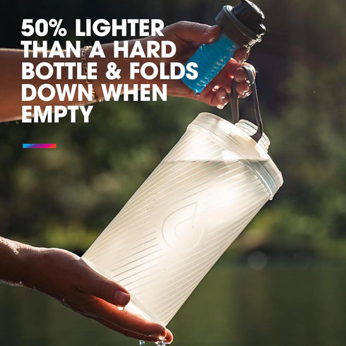 HydraPak Flux+ 1.5L Filter Kit - Collapsible Water Bottle, BPA Free, Ultra Light, Spill-Proof Cap, Clear