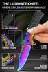 Grand Way Pocket Knife, Rainbow EDC USMC Jack Folding Knife, Best Camping Survival Gear, Gifts for Men 0208 BR