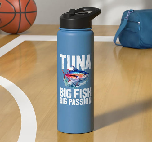 Tuna Fishing Gear Tuna Big Fish Big Passion Tuna Fishing Stainless Steel Insulated Water Bottle