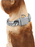 Heavy Double Cuban Link Chain Dog Collar, Stainless Steel Silver for Medium Large Dogs, Waterproof, Chewproof, Luxury