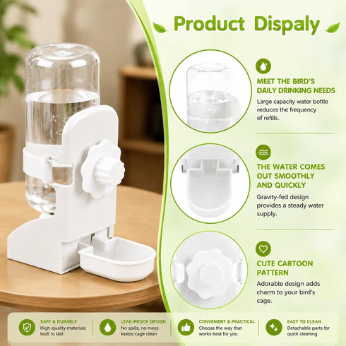 Set Rypet No Mess Bird Water Feeder Dispenser Automatic Bird Feeder Transparent Food Container Cage Acrylic Parrot