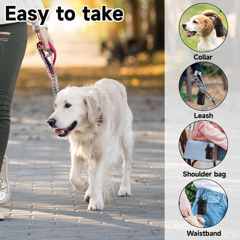 Vin Beauty Dog Poop Bag Holder for Leash, Durable Fabric Poop Bag Dispenser with Zipper, Soft Pet Waste Bags Pouch