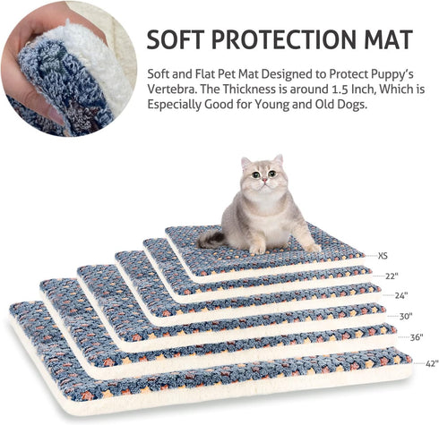 Mora Pets Cat Bed Dog Crate Pad, Ultra Soft Pet Bed with Cute Star Print, Washable Reversible Fleece, 14 x 17.5 inch