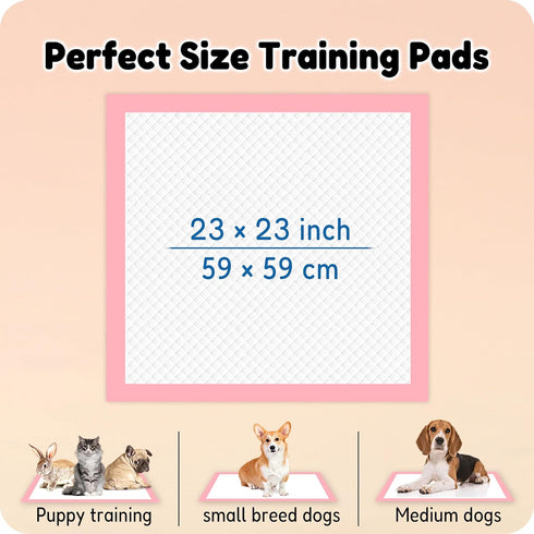 23" 23", 6-Layer 100 Count MoMoCo Pink Puppy Pads x Super Absorbent Dog Pee Pads, Leak-Proof Training Pads for Hardwood