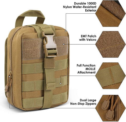 Gogoku First Aid Pouch - 1000D Nylon Tactical Molle Tear Away Medical Pouch for Outdoor Activities Camping Hiking