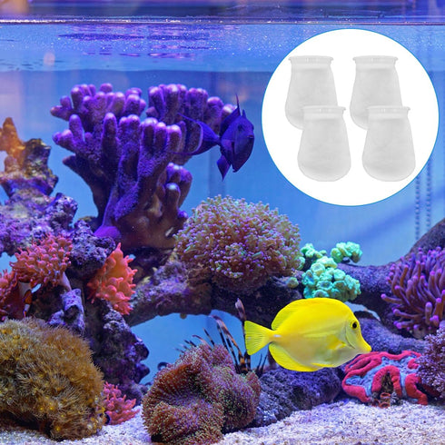4Pcs 4 Inch Ring Filter Socks 200 Micron, Aquarium Filter Bags for Freshwater Saltwater Aquariums, Sump Use