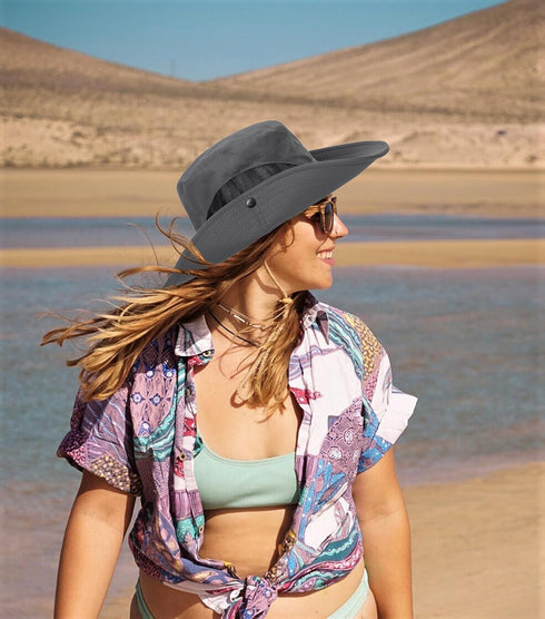Summer Sun Hat for Men & Women, Beach Wide Brim Outdoor Protection Packable Mesh Bucket Cap