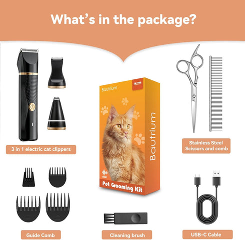 Trimmer, 3 1 Trimmer Trimmer Cat Grooming Clippers Kit with Paw in Electric Pet Hair Supplies for Thick Matted Hair