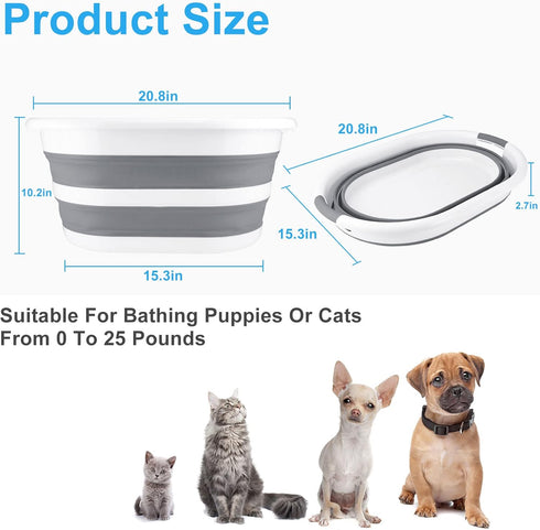 ddLUCK Multi-Functional Collapsible Pet Bathtub, Portable Indoor Outdoor Washing Tub for Small Pets