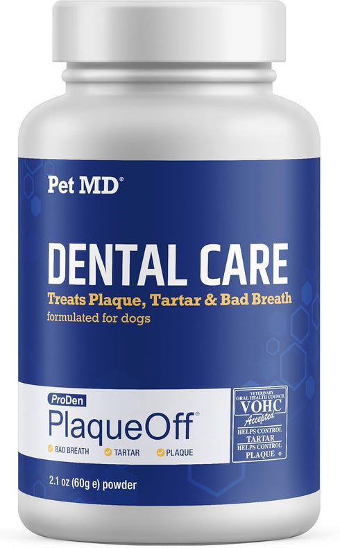 Pet MD Proden PlaqueOff Dog Teeth Cleaning Dental Care Powder, Oral Care Supplement for Dogs, 60g