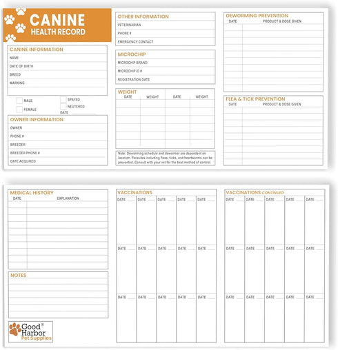 Pet Supplies (25 Pack) Premium Canine Health Record Booklets for Dog Vaccines and Puppy Shot Vaccination