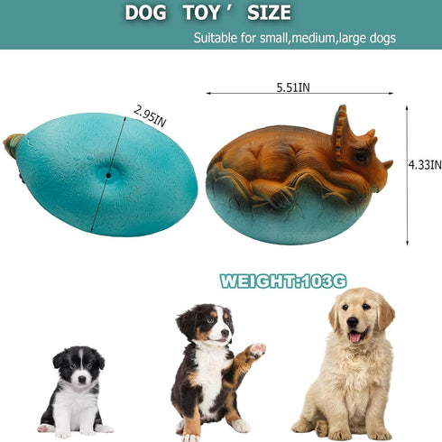 Squeaky Latex Dog Toys, Cute Dinosaur Egg Chew Toys for Training and Fetch, 5.5inch for Small Medium Large Dogs