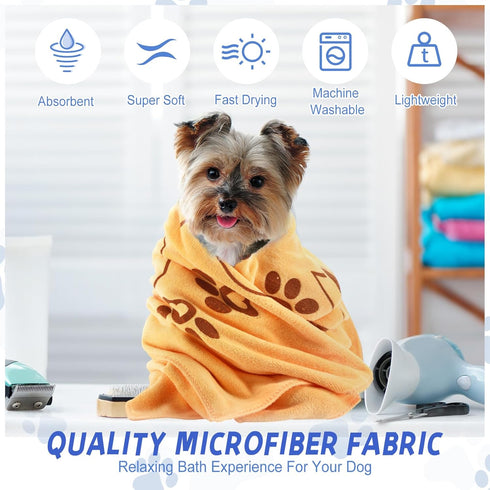 4 Pcs Microfiber Dog Bath Towels - Absorbent Pet Towels for Medium Dogs, Cats (Blue, Yellow, Pink, Apple Green)